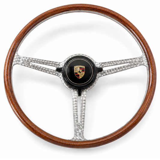 Les Leston wooden steering wheel handmade in England to fit an original VDM boss for classic Porsche 356 Pre A, 356A, 356B and 356C models