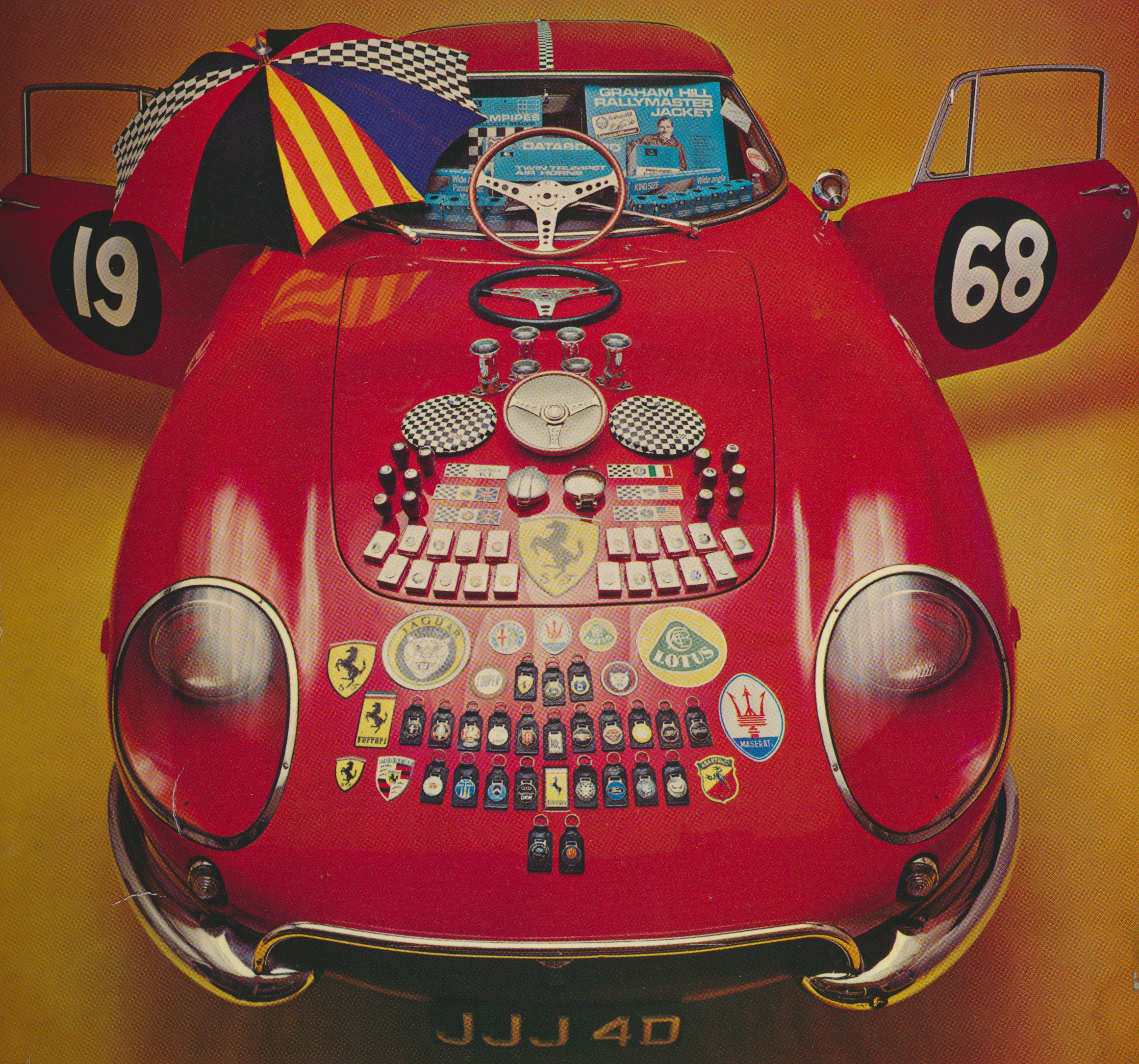 Ferrari featured in original Les Leston catalogue showing period Les Leston steering wheels and motorsport accessories from historic racing era