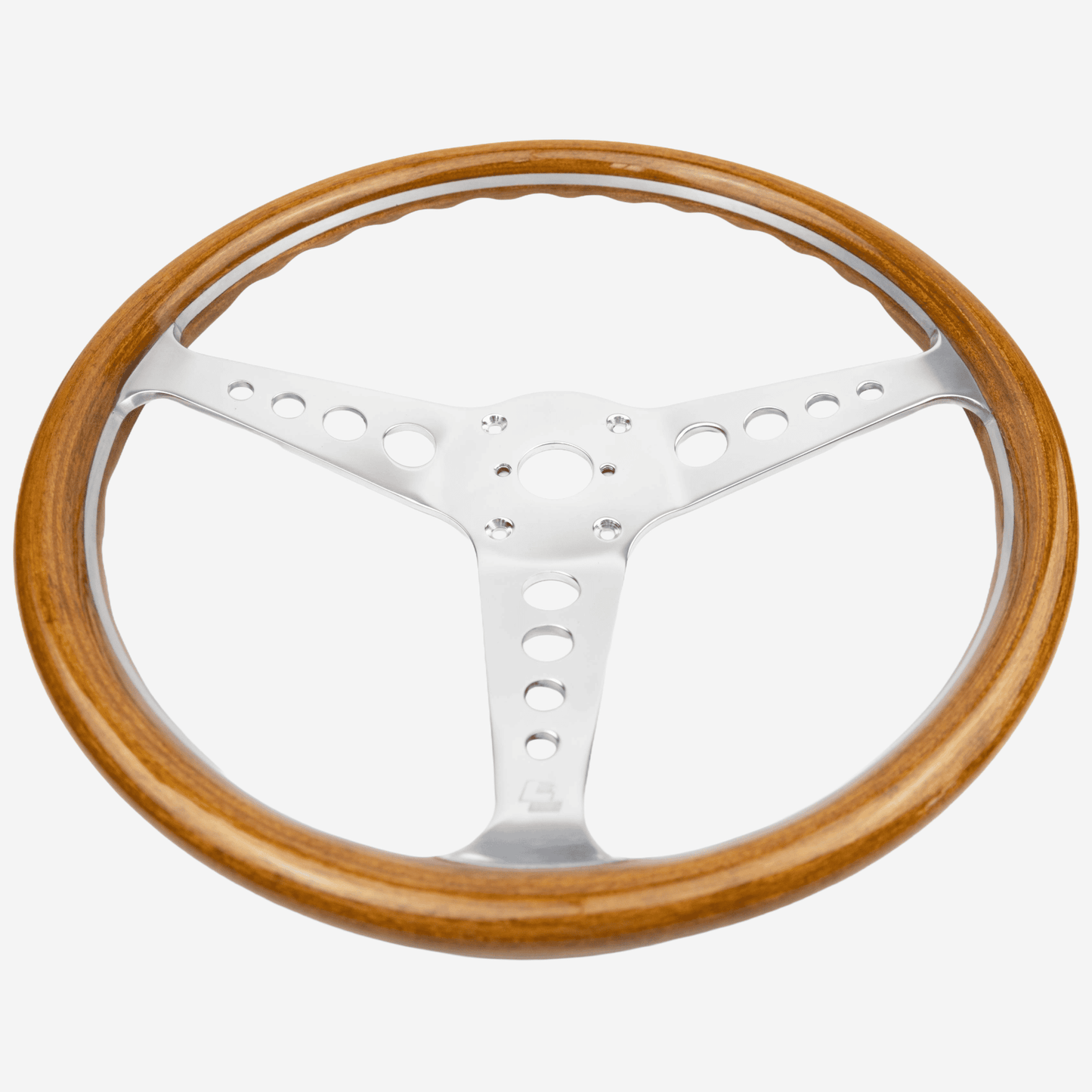 Les Leston Grand Prix 13-inch dished steering wheel with polished aluminium spokes and classic rim design