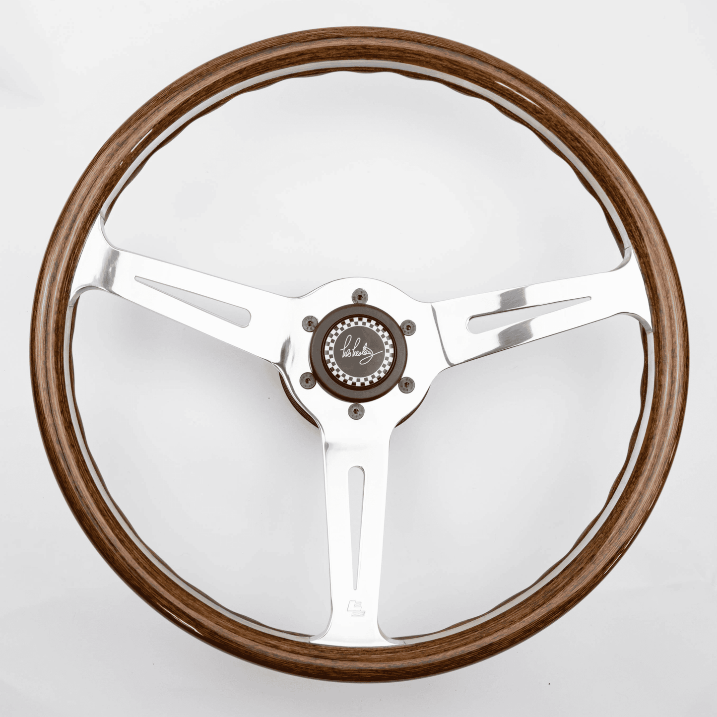 15-inch Les Leston Monte Carlo dished steering wheel with slotted spokes designed to fit Momo boss