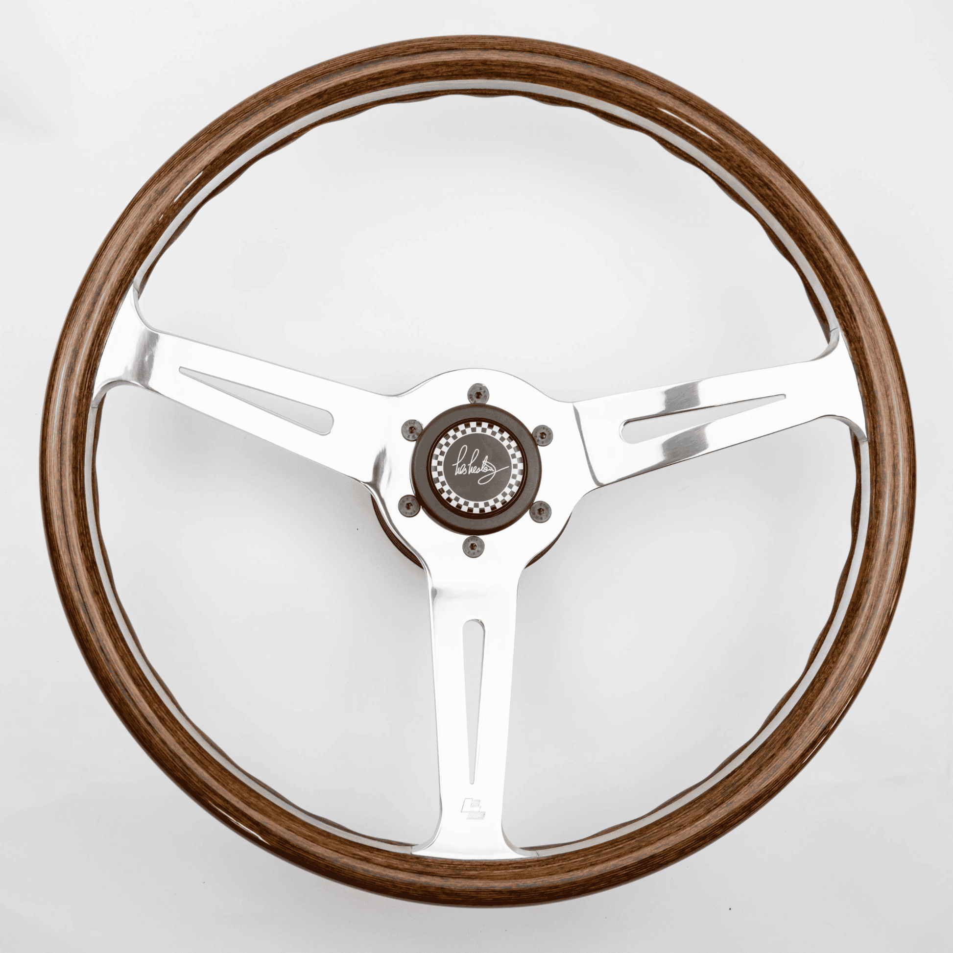 15-inch Les Leston Monte Carlo dished steering wheel with slotted spokes designed to fit Momo boss