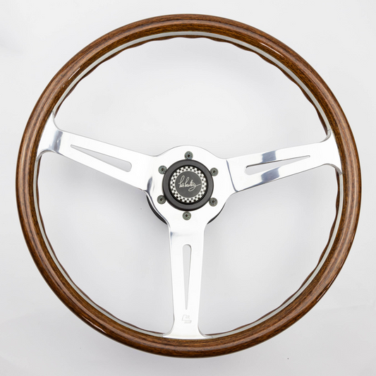 15-inch Les Leston Monte Carlo dished steering wheel with slotted spokes designed to fit Momo boss