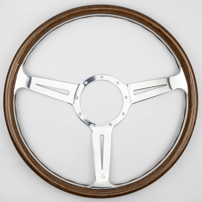 15-inch Les Leston Monte Carlo dished steering wheel in walnut handcrafted in England