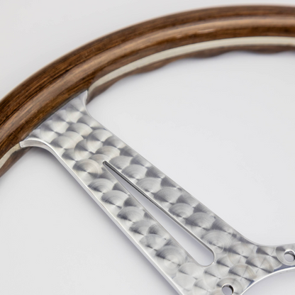 Close-up of the hand-finished engine turned frame on the Les Leston Monte Carlo steering wheel