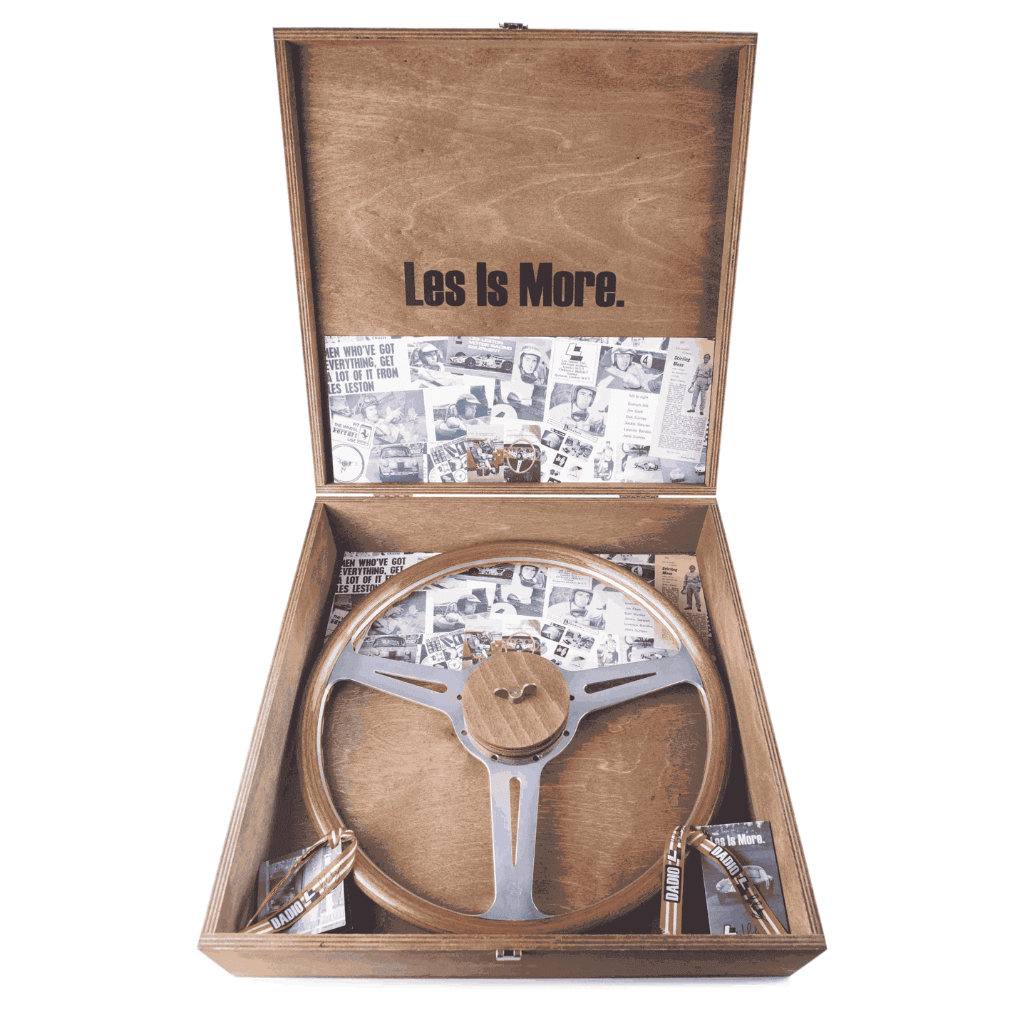 Les Leston Monte Carlo 15-inch mahogany steering wheel presented in branded presentation box