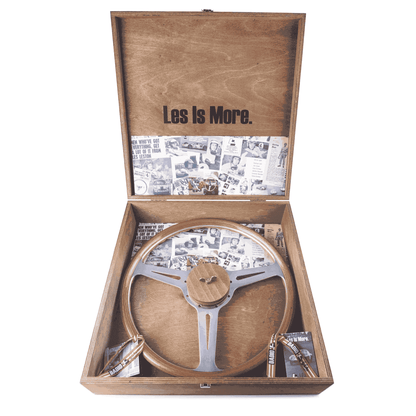 Les Leston Monte Carlo 15-inch mahogany steering wheel presented in branded presentation box