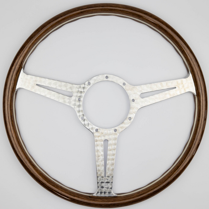Les Leston Monte Carlo 15-inch walnut steering wheel with engine turned aluminium spokes