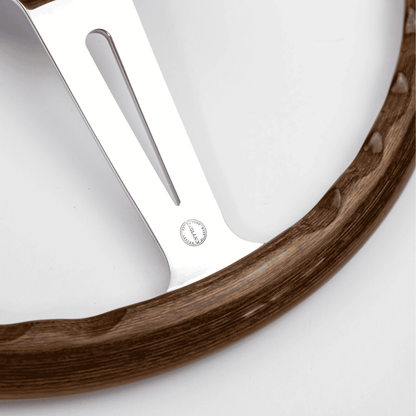 Made in England stamp on 15-inch Les Leston Monte Carlo steering wheel confirming British manufacture